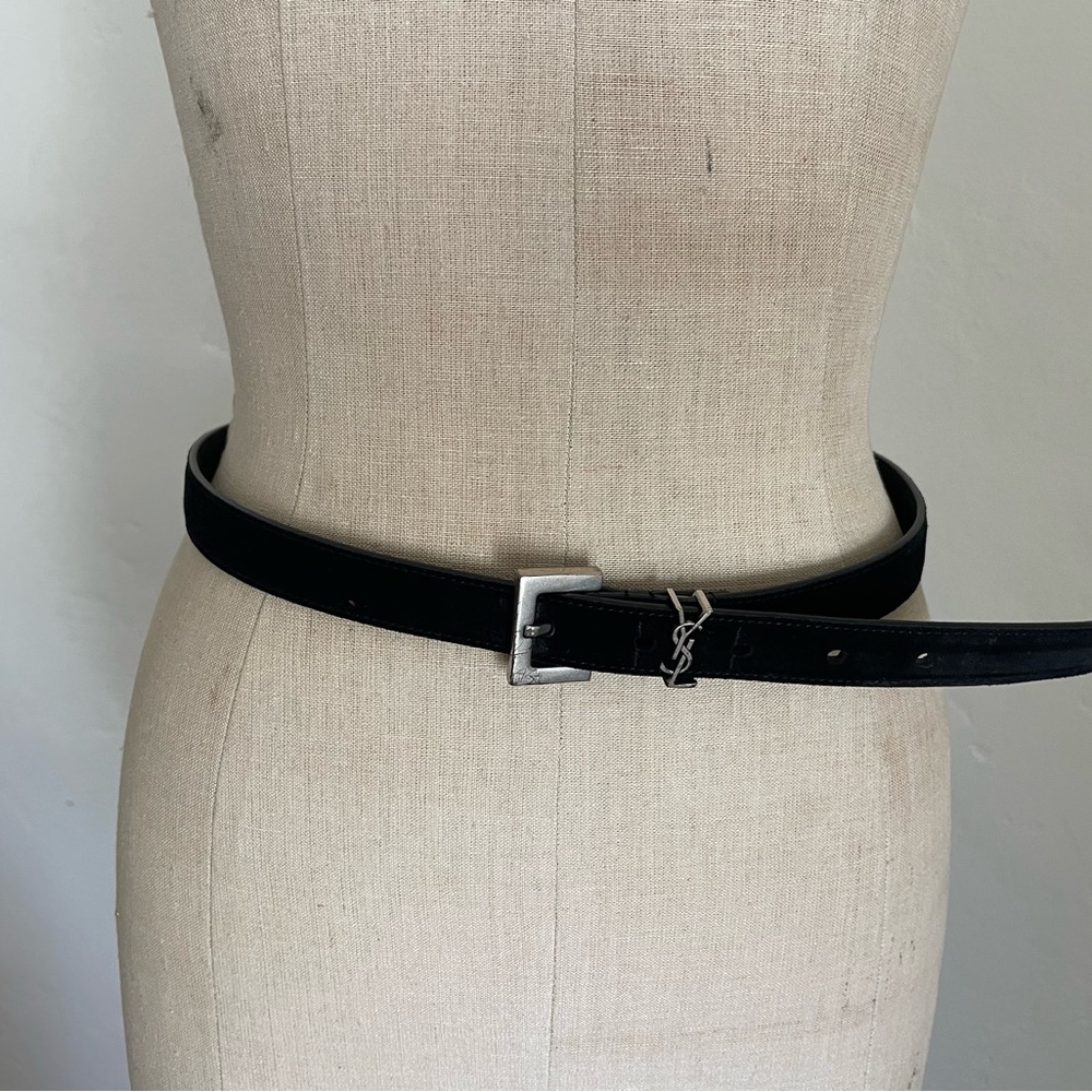 Yves Saint Laurent Suede Belt Metal Logo